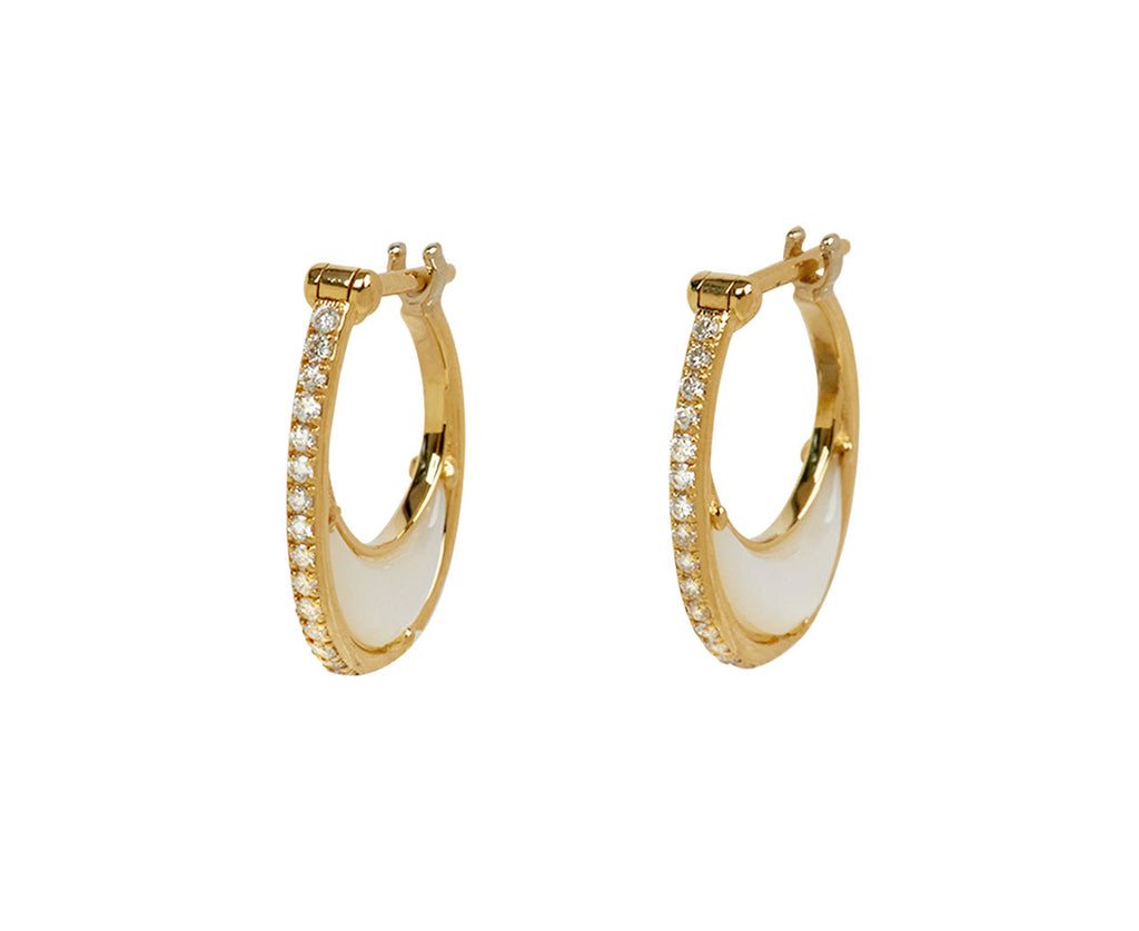 L'Atelier Nawbar Mother-of-Pearl and Diamond Bloop Moon 1 Hoop Earrings