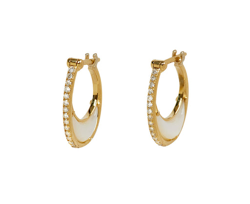 L'Atelier Nawbar Mother-of-Pearl and Diamond Bloop Moon 1 Hoop Earrings