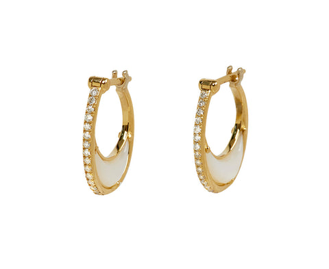 L'Atelier Nawbar Mother-of-Pearl and Diamond Bloop Moon 1 Hoop Earrings