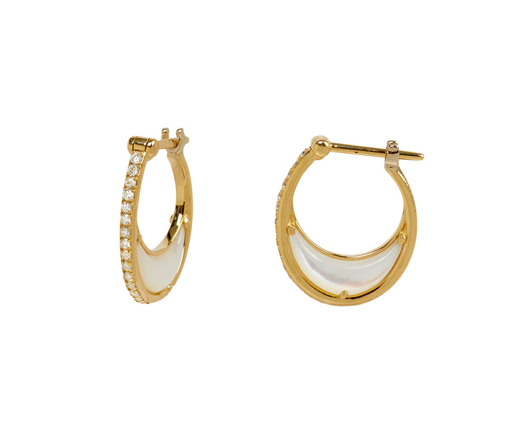 L'Atelier Nawbar Mother-of-Pearl and Diamond Bloop Moon 1 Hoop Earrings - side