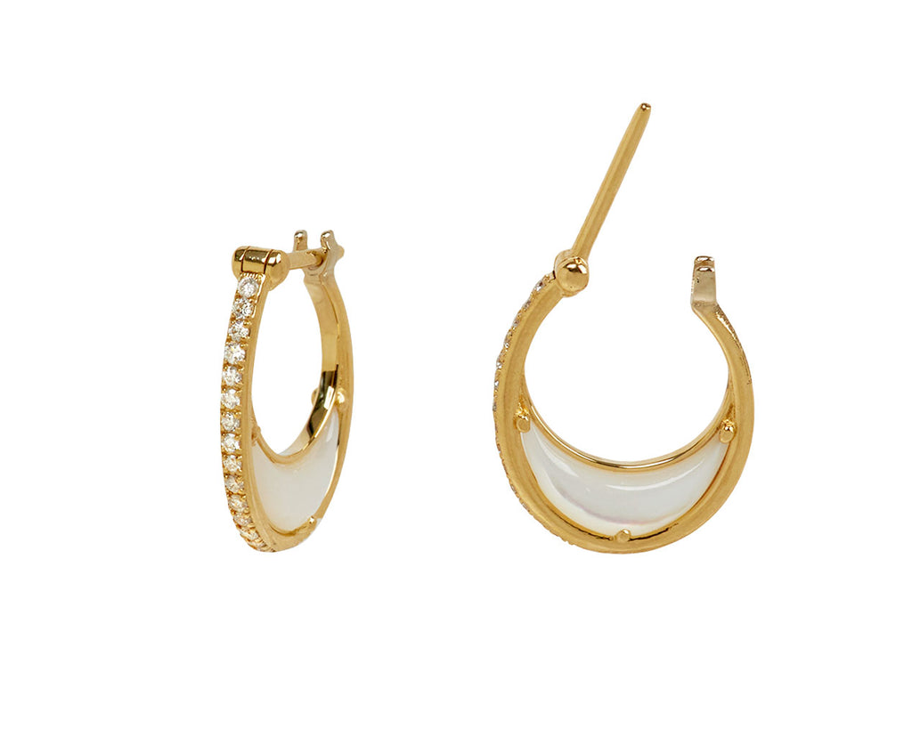 L'Atelier Nawbar Mother-of-Pearl and Diamond Bloop Moon 1 Hoop Earrings - closure