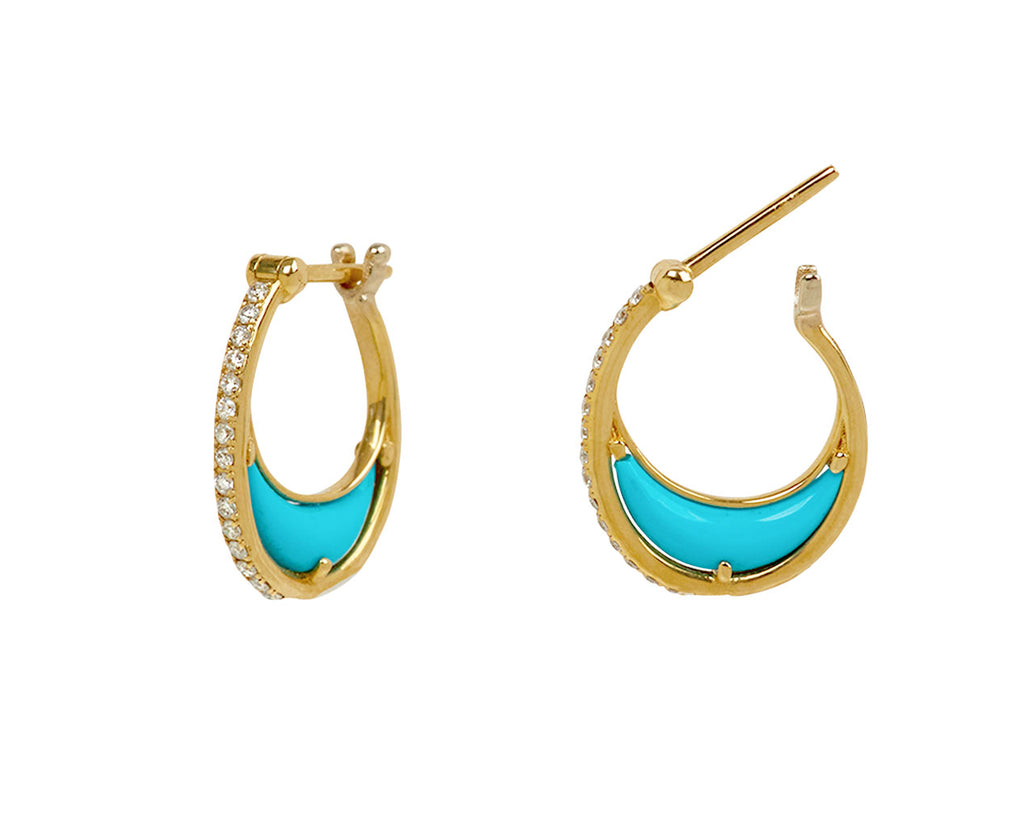 L'Atelier Nawbar Turquoise and Diamond Bloop Moon 1 Hoop Earrings - closure