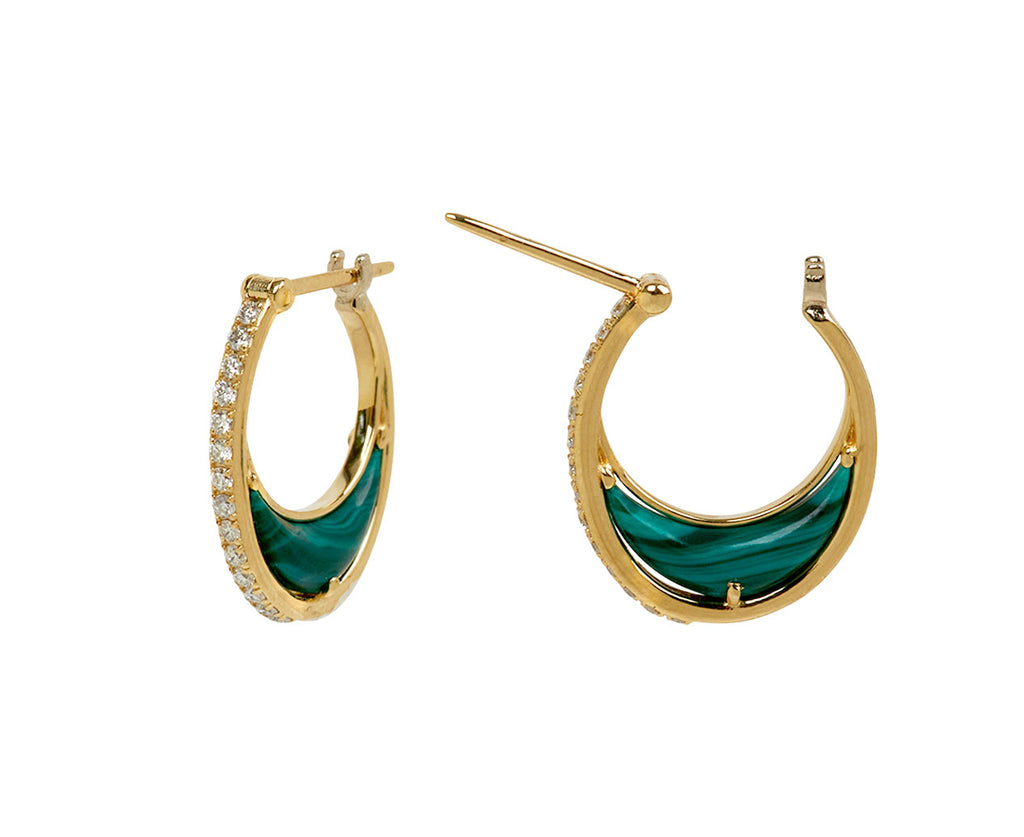 L'Atelier Nawbar Malachite and Diamond Bloop Moon 2 Hoop Earrings - closure