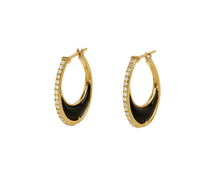 Onyx and Diamond Bloop Moon Earrings - TWISTonline 
