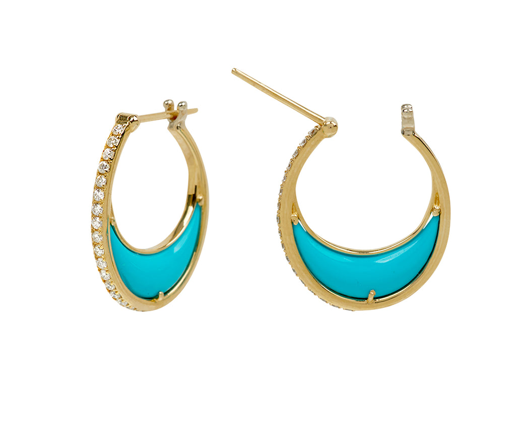 L'Atelier Nawbar Turquoise and Diamond Bloop Moon 3 Hoop Earrings - closure
