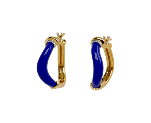 L'Atelier Nawbar Lapis Boa Belly Stone Hoop Earrings