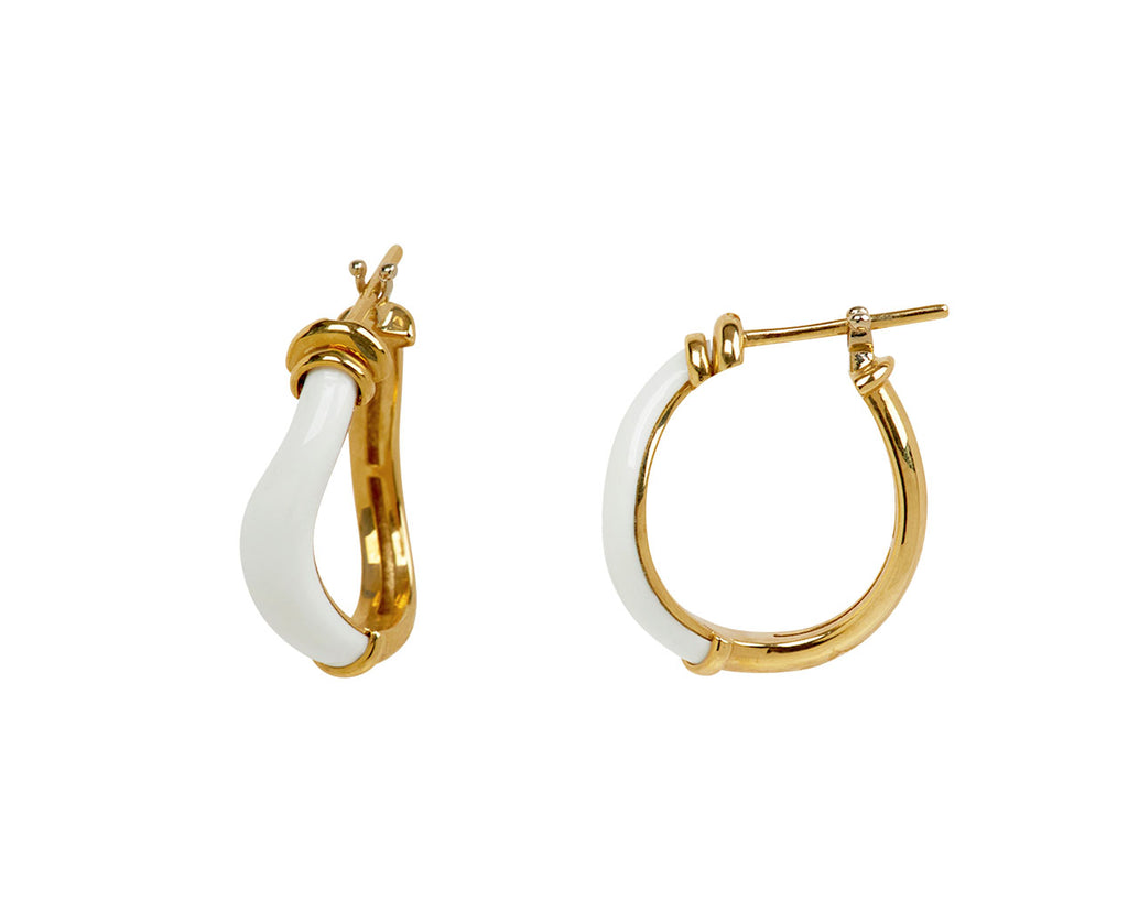 L'Atelier Nawbar Boa Belly Stone White Onyx Hoop Earrings - side