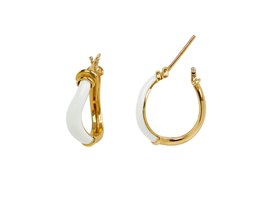 L'Atelier Nawbar Boa Belly Stone White Onyx Hoop Earrings - closure