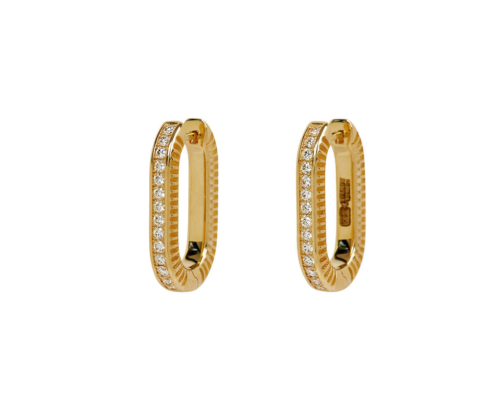 L'Atelier Nawbar Mother-of-Pearl and Diamond Lock Ray 1 Hoop Earrings