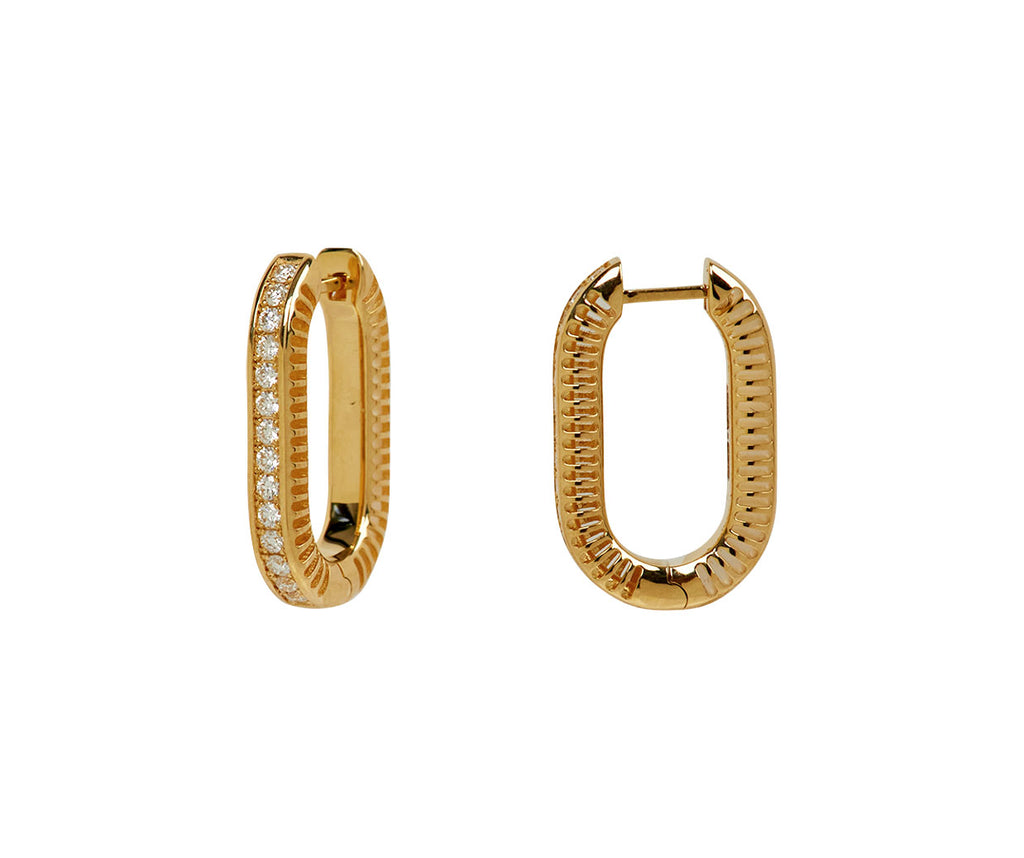 L'Atelier Nawbar Mother-of-Pearl and Diamond Lock Ray 1 Hoop Earrings - side