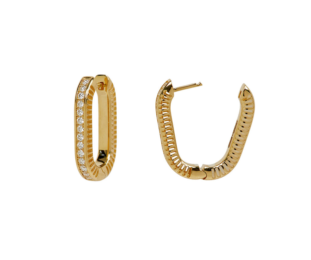 L'Atelier Nawbar Mother-of-Pearl and Diamond Lock Ray 1 Hoop Earrings - closure
