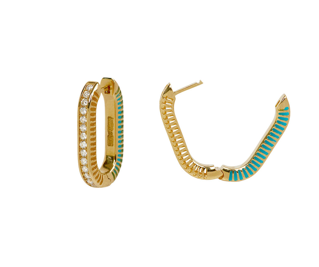 L'Atelier Nawbar Turquoise and Diamond Lock Ray 1 Hoop Earrings - closure