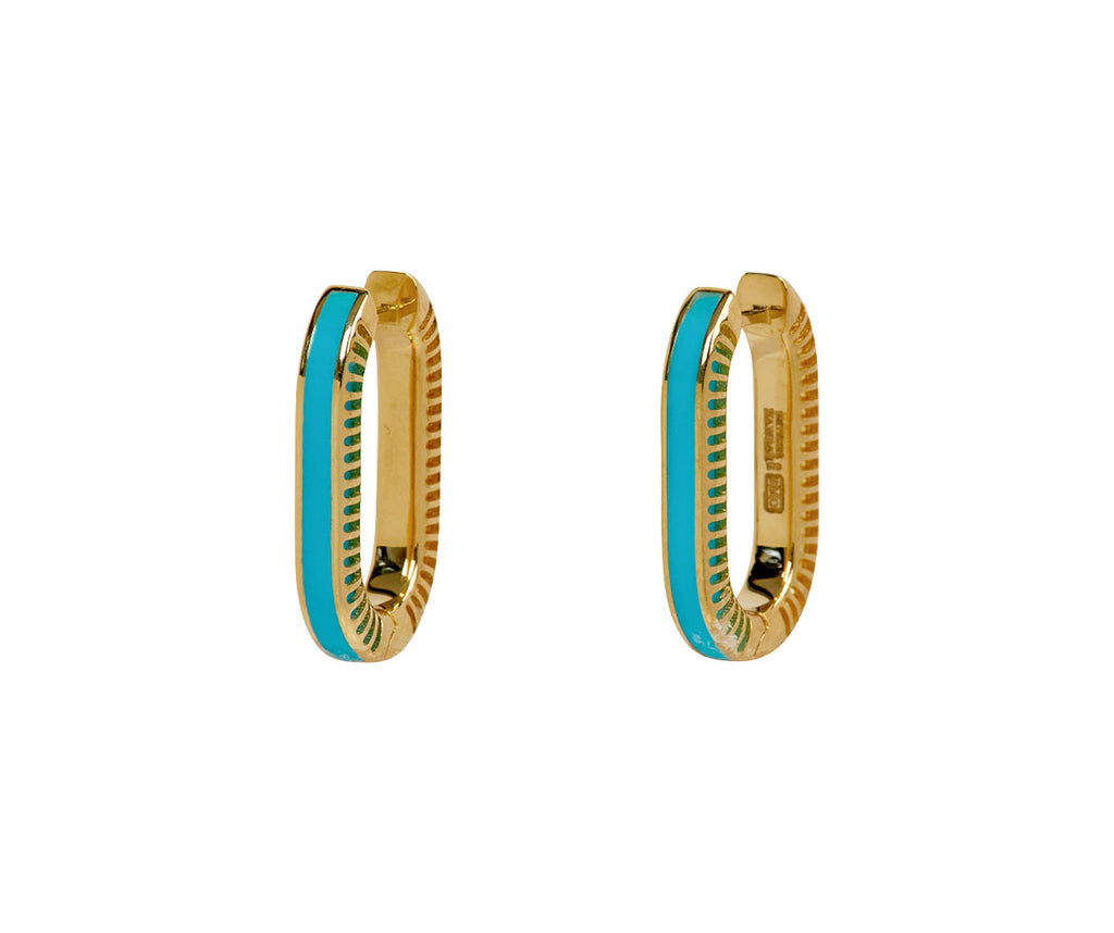 L'Atelier Nawbar Turquoise and Diamond Lock Ray 1 Hoop Earrings - back