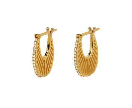 Diamond Flat Ray Hoop Earrings - TWISTonline 