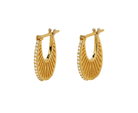 Diamond Flat Ray Hoop Earrings - TWISTonline 