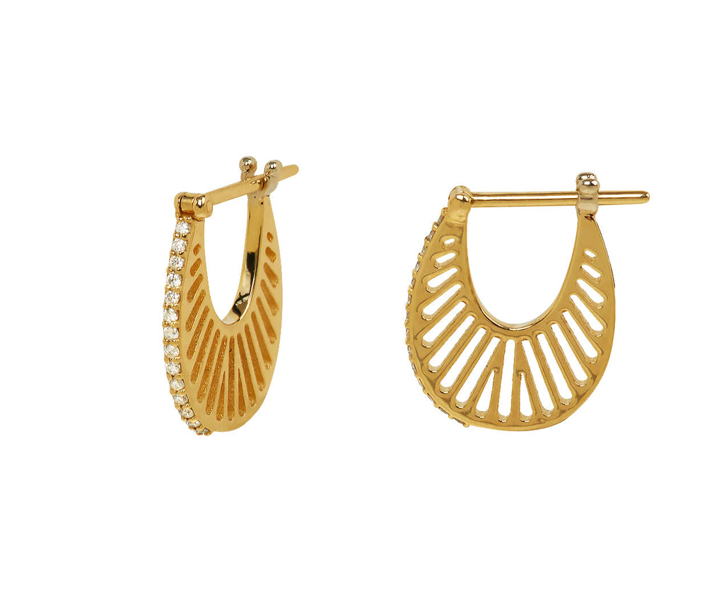 Diamond Flat Ray Hoop Earrings - TWISTonline 