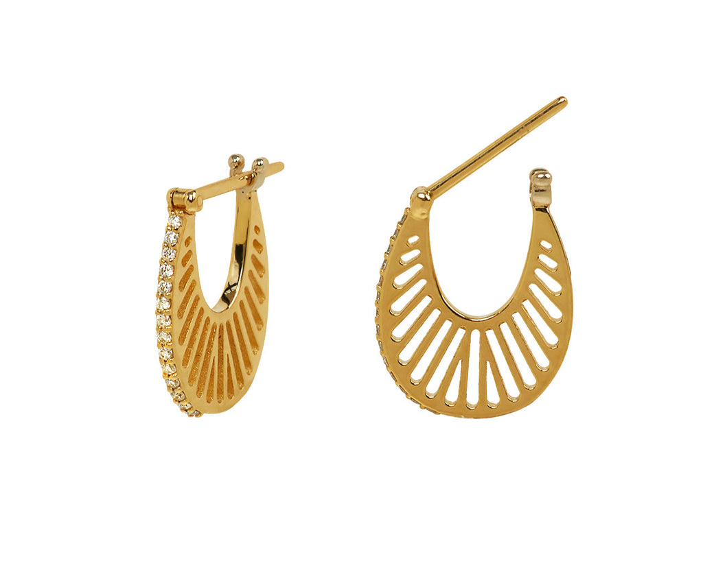 Diamond Flat Ray Hoop Earrings - TWISTonline 