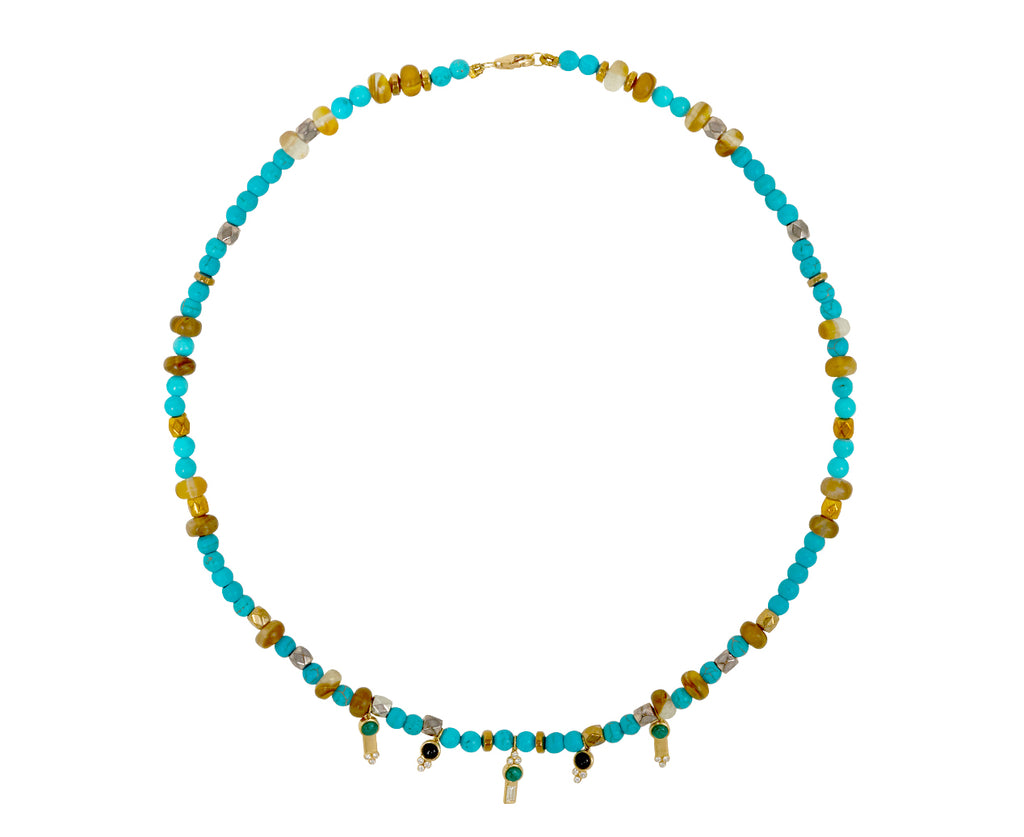 L'Atelier Nawbar Armour Charm Beaded Necklace - top down