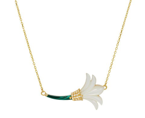White Mother of Pearl & Malachite Psychedeliah Necklace - TWISTonline 