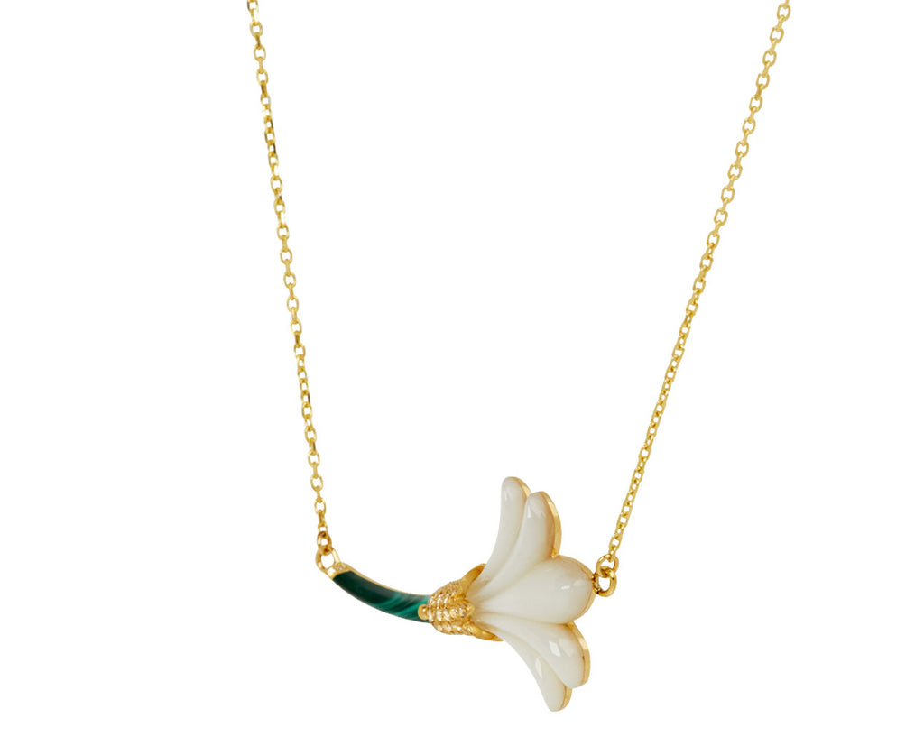 White Mother of Pearl & Malachite Psychedeliah Necklace - TWISTonline 