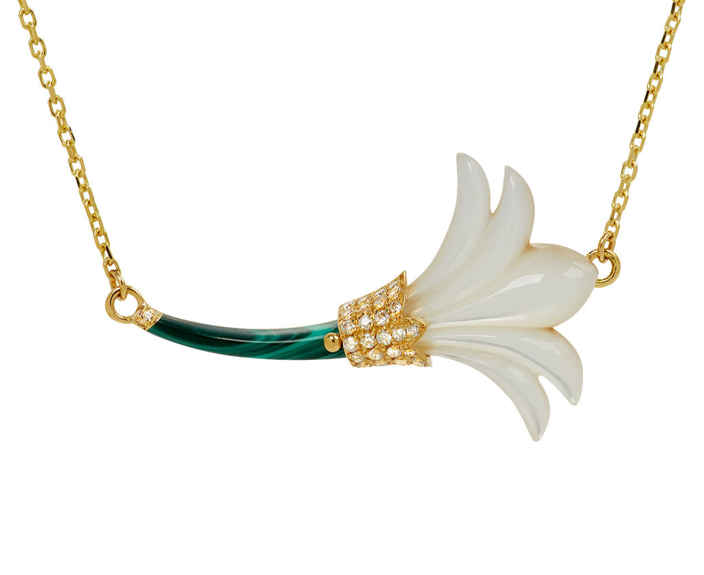 White Mother of Pearl & Malachite Psychedeliah Necklace - TWISTonline 