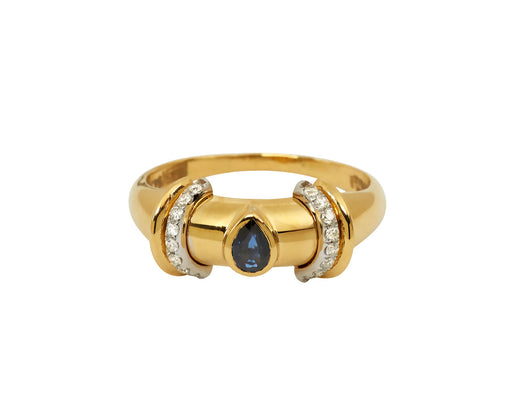 Blue Sapphire and Diamond Warrior Drop Ring - TWISTonline 