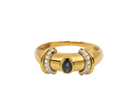 Blue Sapphire and Diamond Warrior Drop Ring - TWISTonline 