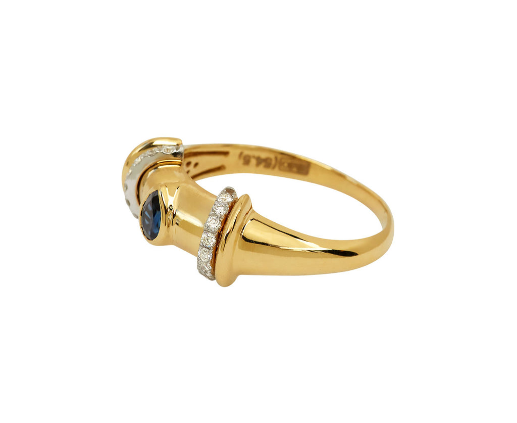 Blue Sapphire and Diamond Warrior Drop Ring - TWISTonline 