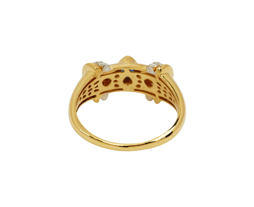 Blue Sapphire and Diamond Warrior Drop Ring - TWISTonline 