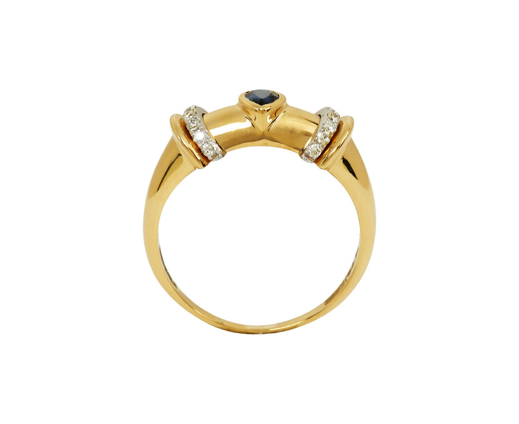 Blue Sapphire and Diamond Warrior Drop Ring - TWISTonline 