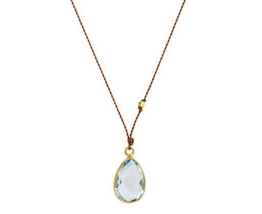 Margaret Solow Blue Topaz Teardrop Pendant Necklace