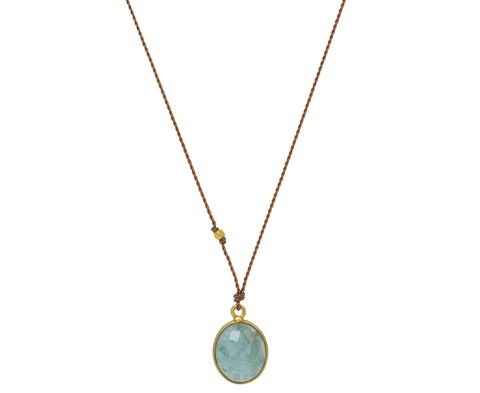 Margaret Solow Cabochon Aquamarine Pendant Necklace