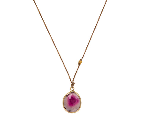 Margaret Solow Watermelon Tourmaline Pendant Necklace