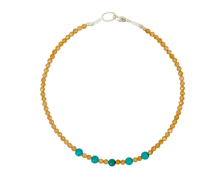 Margaret Solow Hessonite and Turquoise Beaded Bracelet