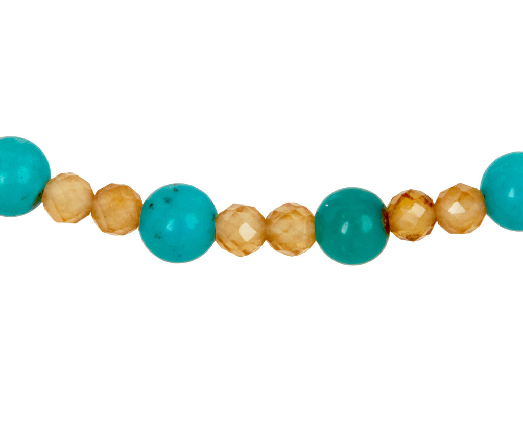 Margaret Solow Hessonite and Turquoise Beaded Bracelet - closeup