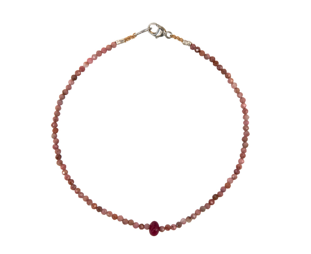 Margaret Solow Rhodocrosite and Ruby Beaded Bracelet