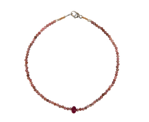 Margaret Solow Rhodocrosite and Ruby Beaded Bracelet