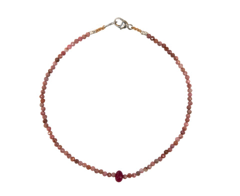 Margaret Solow Rhodocrosite and Ruby Beaded Bracelet