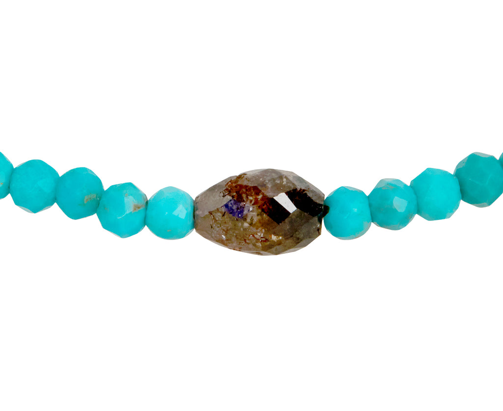 Margaret Solow Turquoise and Diamond Beaded Bracelet - closeup