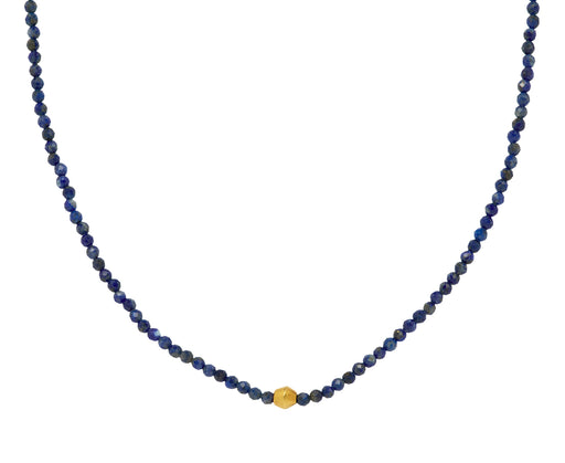 Margaret Solow Lapis and Gold Beaded Pendant Necklace