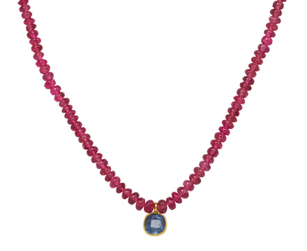 Margaret Solow Pink Spinel and Sapphire Pendant Necklace