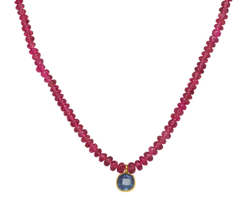 Margaret Solow Pink Spinel and Sapphire Pendant Necklace