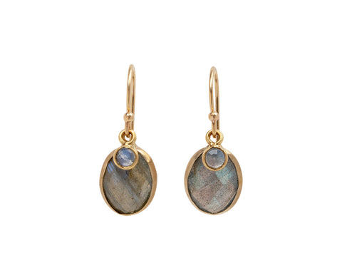 Margaret Solow Labradorite and Rainbow Moonstone Sapphire Earrings