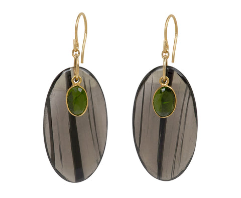 Margaret Solow Lace Obsidian and CHrome Diopside Earrings