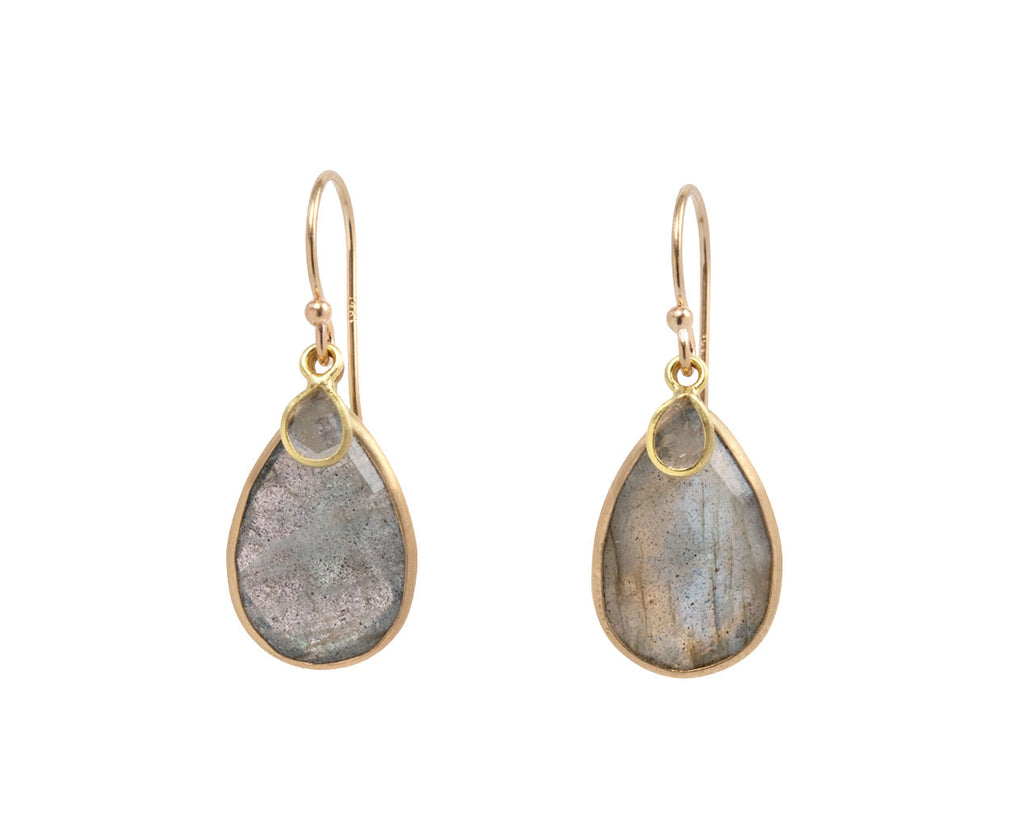 Margaret Solow Labradorite and Diamond Slice Earrings