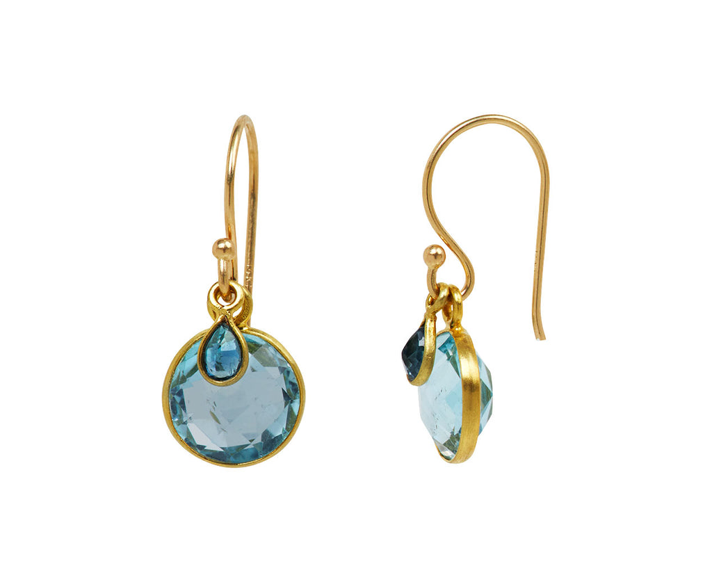Margaret Solow Blue Topaz and Sapphire Earrings - side