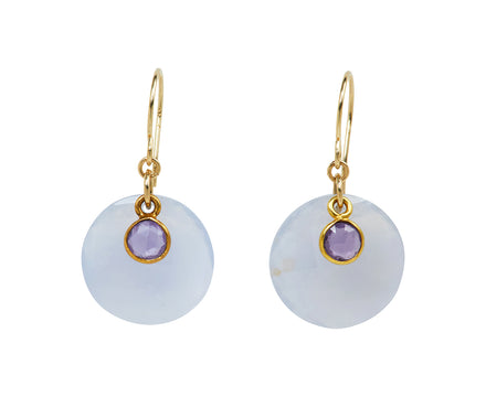 Margaret Solow Chalcedony and Sapphire Earrings