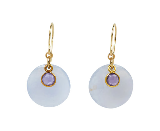 Margaret Solow Chalcedony and Sapphire Earrings