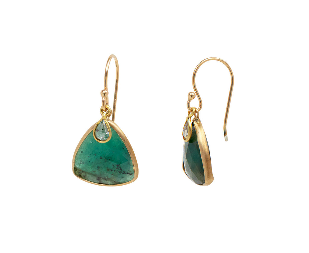 Margaret Solow Emerald and Diamond Earrings - Angled View
