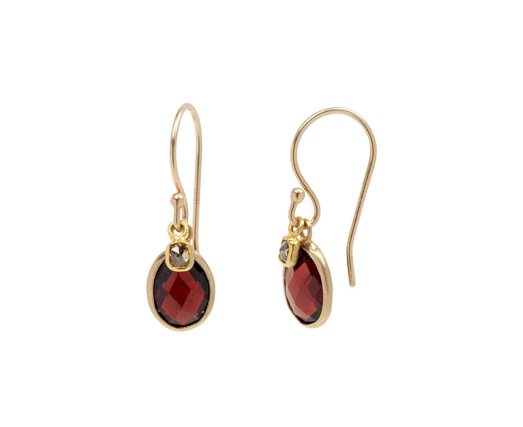 Margaret Solow Garnet and Diamond Earrings - Angled View